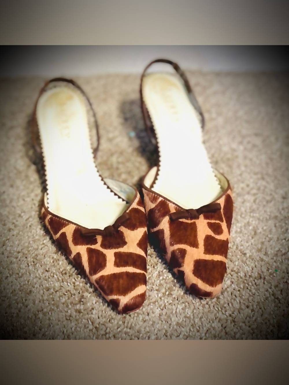 Ralph Lauren Giraffe-Print Pointed Slingback Mules - Brown/Tan